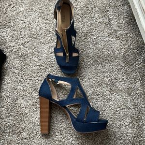 Jean detail block heels from Just fab